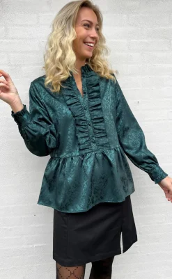 Hot Skjorte - Evie - Dark Green Flower Skjorter