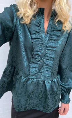 Hot Skjorte - Evie - Dark Green Flower Skjorter