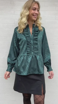 Hot Skjorte - Evie - Dark Green Flower Skjorter