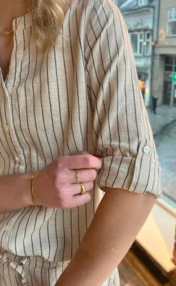 Sale Skjorte - Juliana Linen - Off White / Black Striped Skjorter|Striktrøjer & Sweat