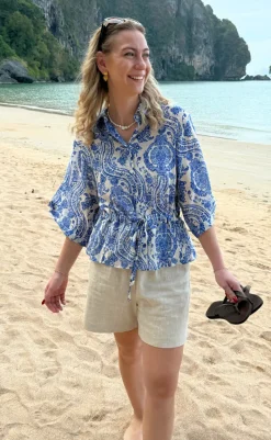 Sale Skjorte - Liana - Blue Paisley Skjorter|Striktrøjer & Sweat