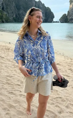 Sale Skjorte - Liana - Blue Paisley Skjorter|Striktrøjer & Sweat