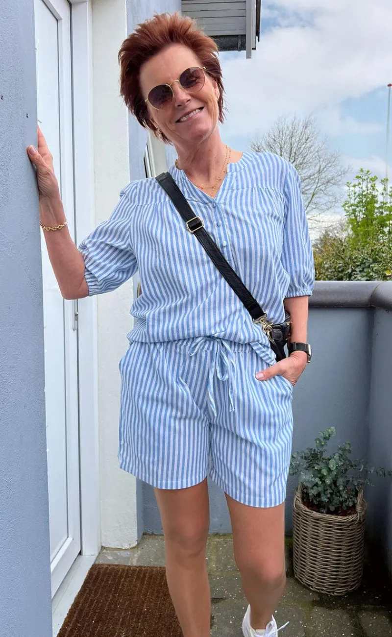 Online Top - Alba - Blue Striped T-shirts & Toppe