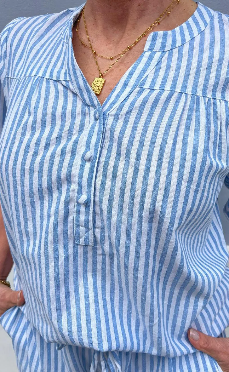 Online Top - Alba - Blue Striped T-shirts & Toppe