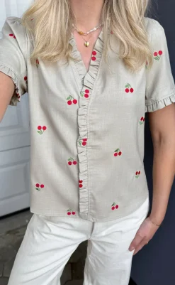 New Top - Catja - Sand W. Cherries T-shirts & Toppe