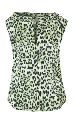 Sale Top - Ellen - Green Leo (vendbar) T-shirts & Toppe