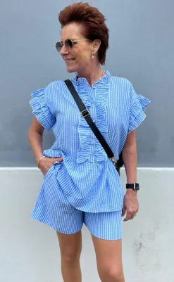 New Top - Freya - Blue Striped T-shirts & Toppe