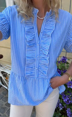 New Top - Freya - Blue Striped T-shirts & Toppe