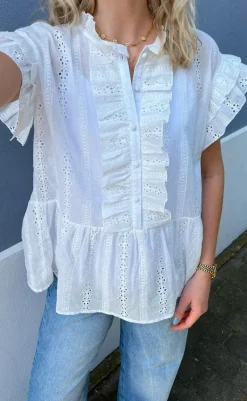Sale Top - Freya - White Broderie Anglaise T-shirts & Toppe