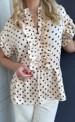 New Top - Freya - Beige Dots T-shirts & Toppe