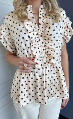 New Top - Freya - Beige Dots T-shirts & Toppe