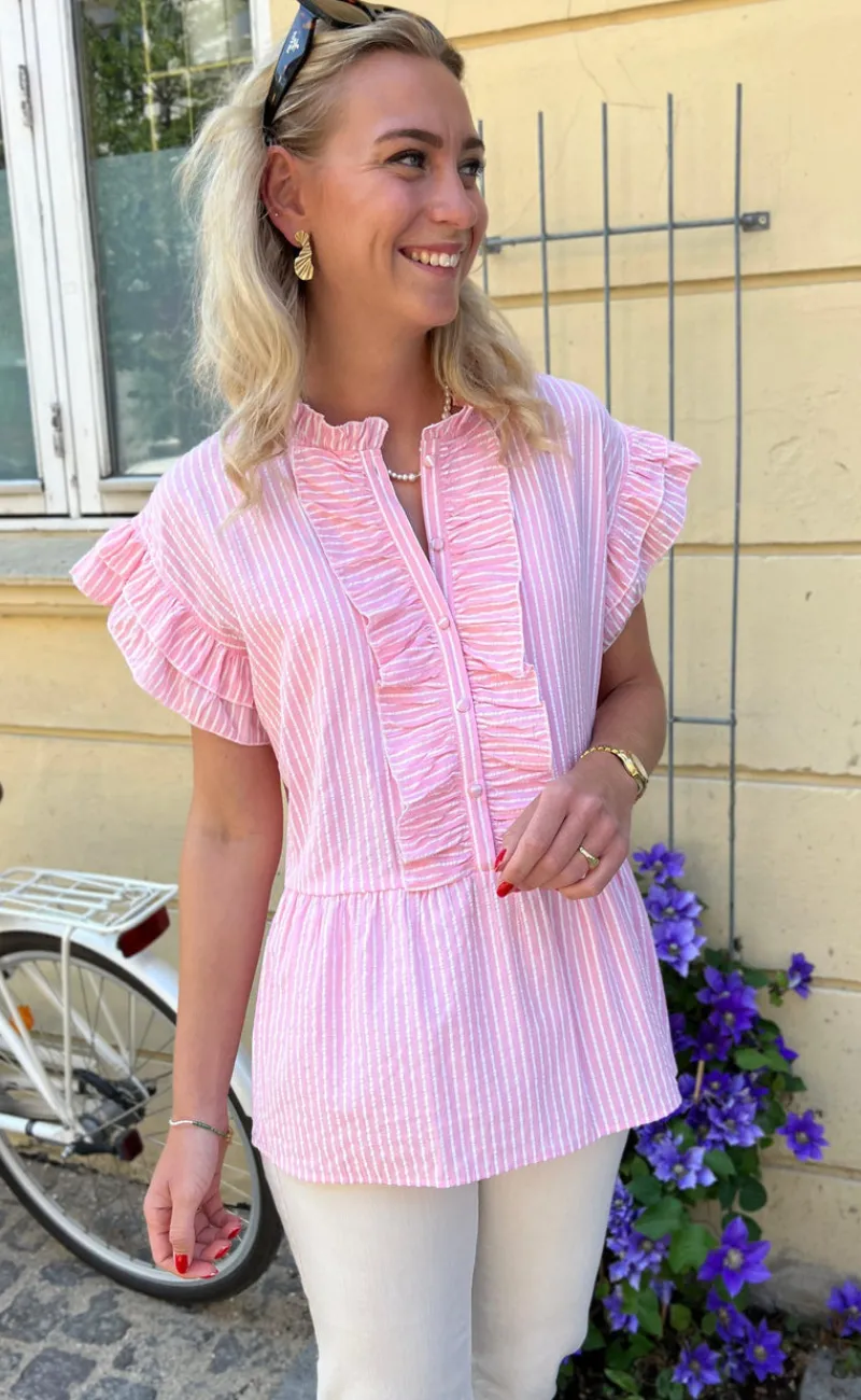 Sale Top - Freya - Pink Striped T-shirts & Toppe
