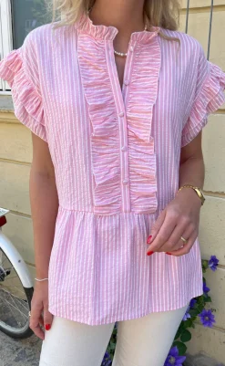 Sale Top - Freya - Pink Striped T-shirts & Toppe