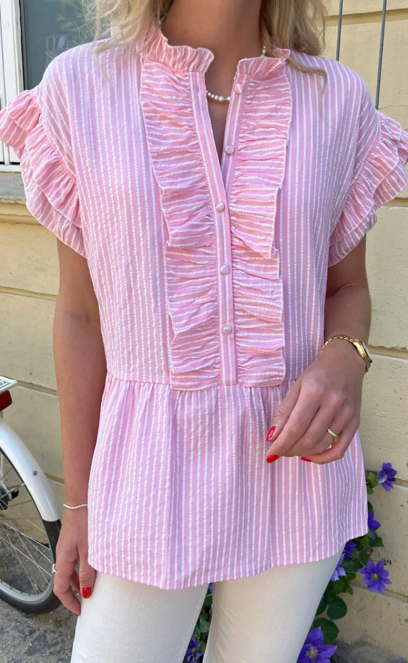 Sale Top - Freya - Pink Striped T-shirts & Toppe