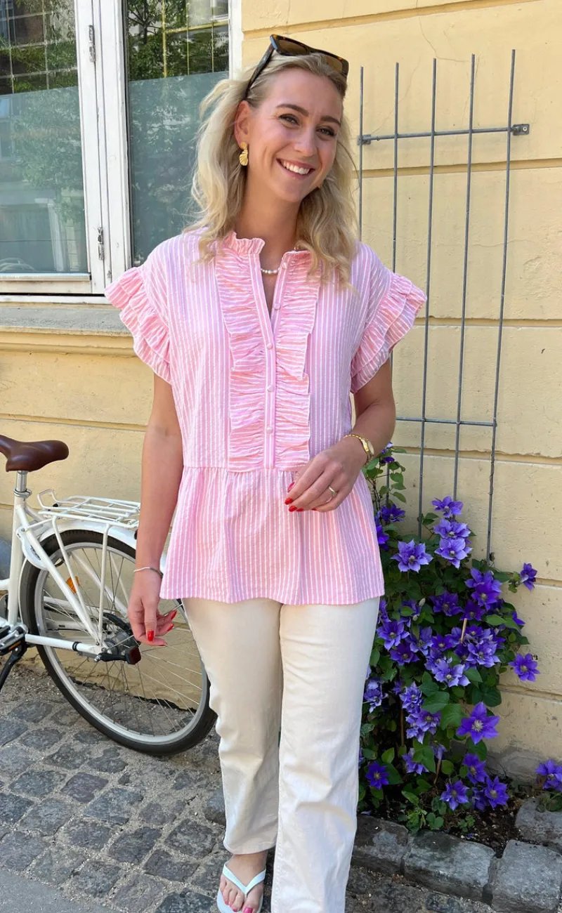 Sale Top - Freya - Pink Striped T-shirts & Toppe