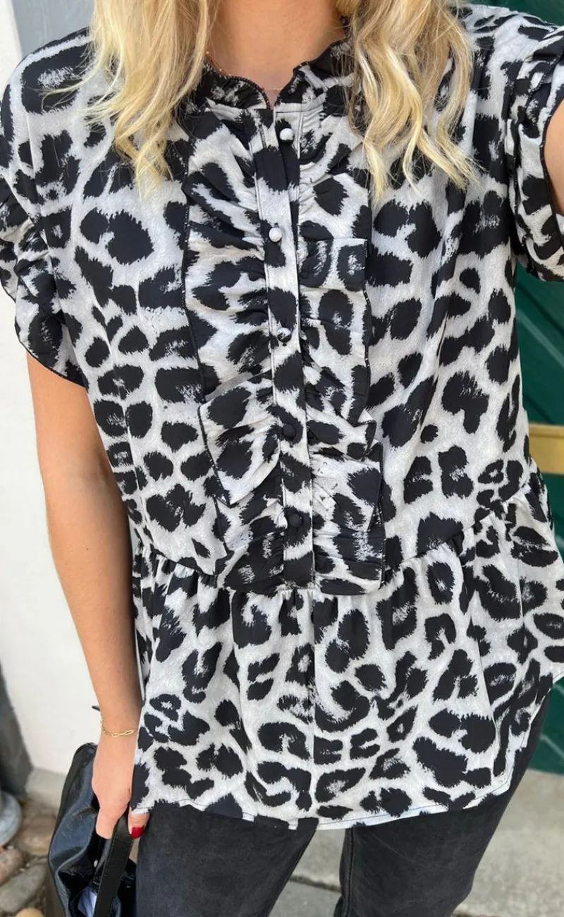 Outlet Top - Freya - Grey Leopard T-shirts & Toppe