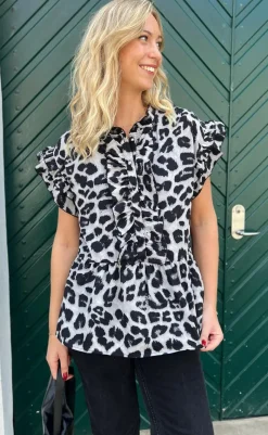 Outlet Top - Freya - Grey Leopard T-shirts & Toppe