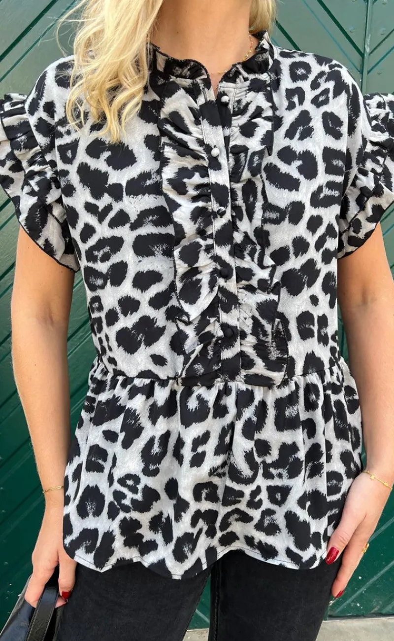Outlet Top - Freya - Grey Leopard T-shirts & Toppe