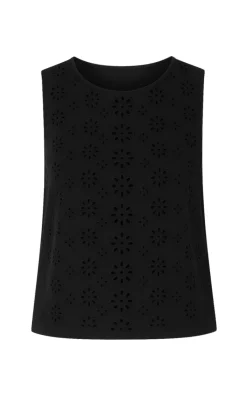 Discount Top - Naja - Black Denim W. Embroidery T-shirts & Toppe