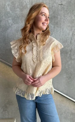 Top - Pia Lace - Creme T-shirts & Toppe