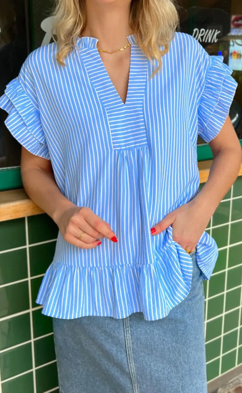 Best Top - Winnie - Blue Striped T-shirts & Toppe