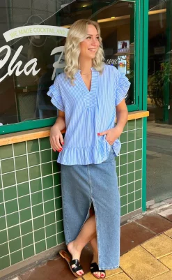 Best Top - Winnie - Blue Striped T-shirts & Toppe