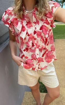 Clearance Top - Zita - Pink Flowers T-shirts & Toppe