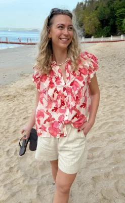 Clearance Top - Zita - Pink Flowers T-shirts & Toppe