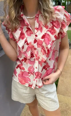 Clearance Top - Zita - Pink Flowers T-shirts & Toppe