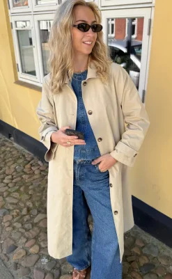 Online Trenchcoat - Louisa Long - Beige Jakker & Frakker|Alt Overtøj