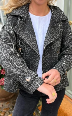 Online Trenchcoat / Jakke - Sally - Grey Leopard Jakker & Frakker|Alt Overtøj