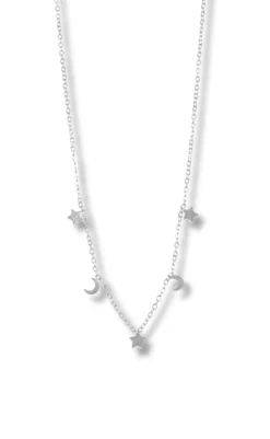 Outlet Halskæde - Porto Moon & Stars - Silver Colour Smykker