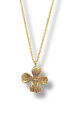 Discount Halskæde - Textured Flower - Gold Colour Smykker