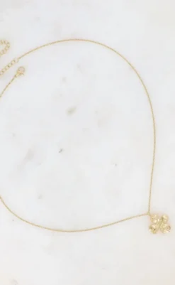 Discount Halskæde - Textured Flower - Gold Colour Smykker