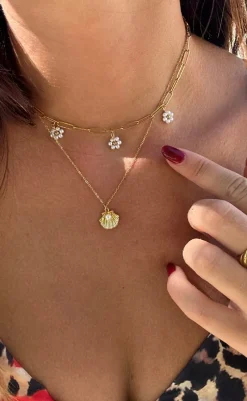 Discount Halskæde - Shiny Shell - Gold Colour Smykker