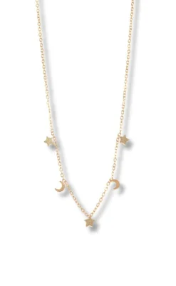Discount Halskæde - Porto Moon & Stars - Gold Colour Smykker