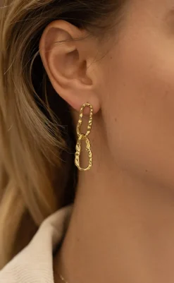 Outlet Øreringe - Cairo - Gold Colour Hammered Smykker
