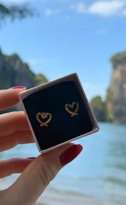 Clearance Øreringe - Hollywood Heart - Gold Colour Smykker