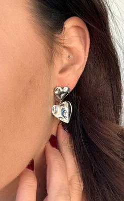 Discount Øreringe - Odessa Heart - Silver Colour Smykker