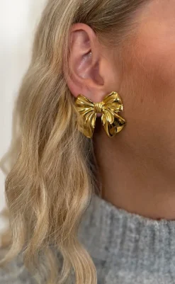 Hot Øreringe - Big Bow - Gold Colour Smykker
