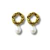 Hot Øreringe - Hammered Pearl - Gold Colour Smykker