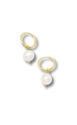 Outlet Øreringe - Tokyo - Gold Colour w. Freshwater Pearl Smykker