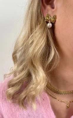 Hot Øreringe - Christina Bow - Gold Colour Smykker