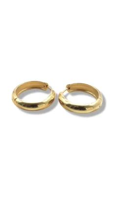 Clearance Øreringe - Plain Chunky Hoops - Gold Colour Smykker