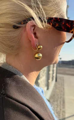 Øreringe - Hammered Heart - Gold Colour Smykker