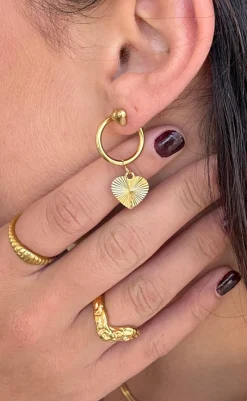 Best Øreringe - Houston Heart - Gold Colour Smykker