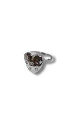 Sale Ring - Chunky Heart - Silver Colour Smykker