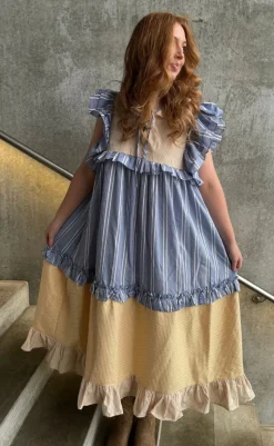 Discount Kjole - Heart Dance - Beige/Light Blue Kjoler