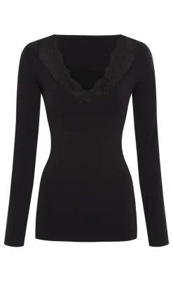 Tim & Simonsen Bluse - Belen V-Lace - Nero Bluser