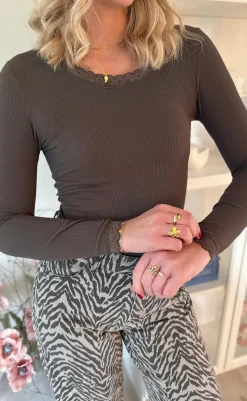 Discount Tim & Simonsen Bluse - Frida Rib - Caffe / Noce Bluser